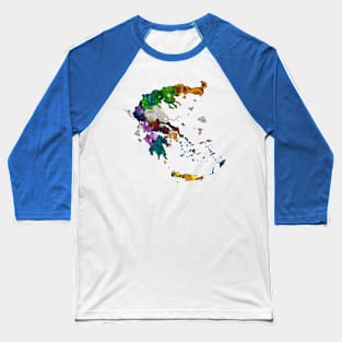 Spirograph Patterned Greece Provinces Map Baseball T-Shirt